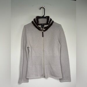 WilliSmith Wool Full Zip Sweater with Fur Collar